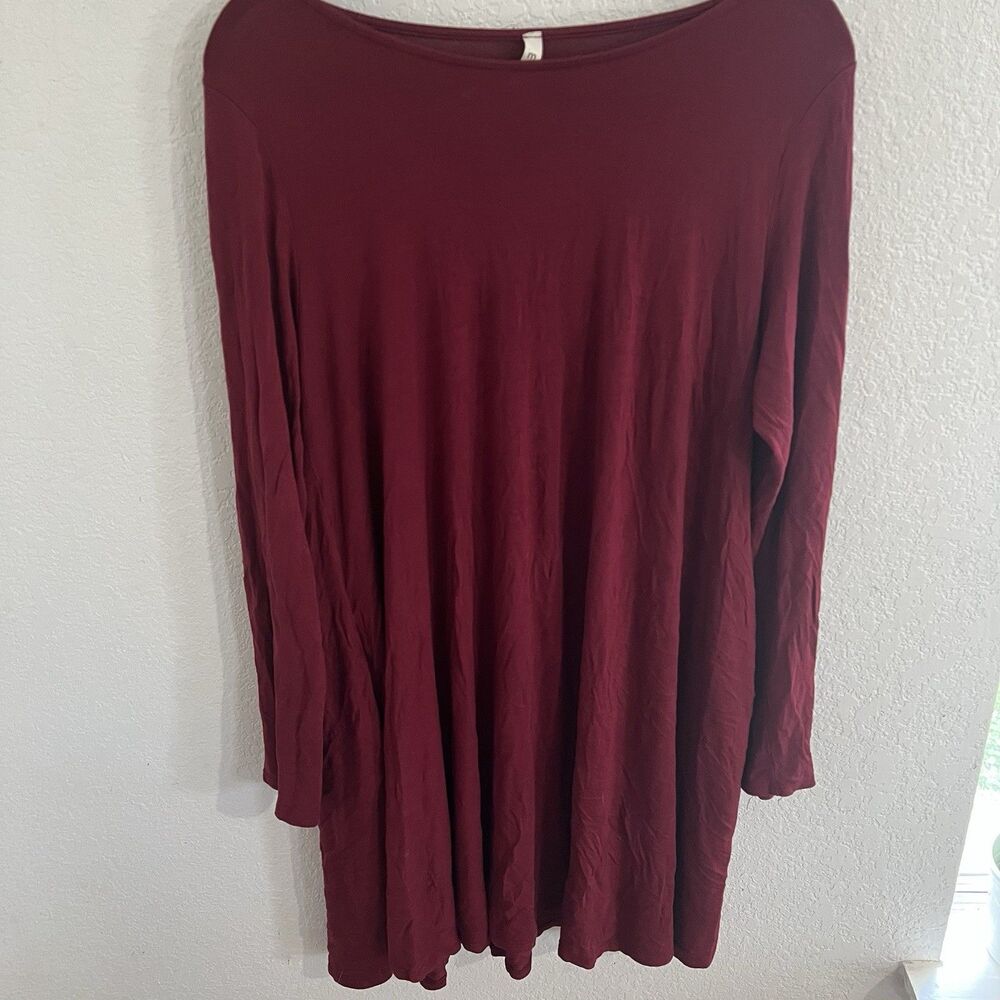 mts Womens Short Sleeve Maroon Shirt Dress Size Large